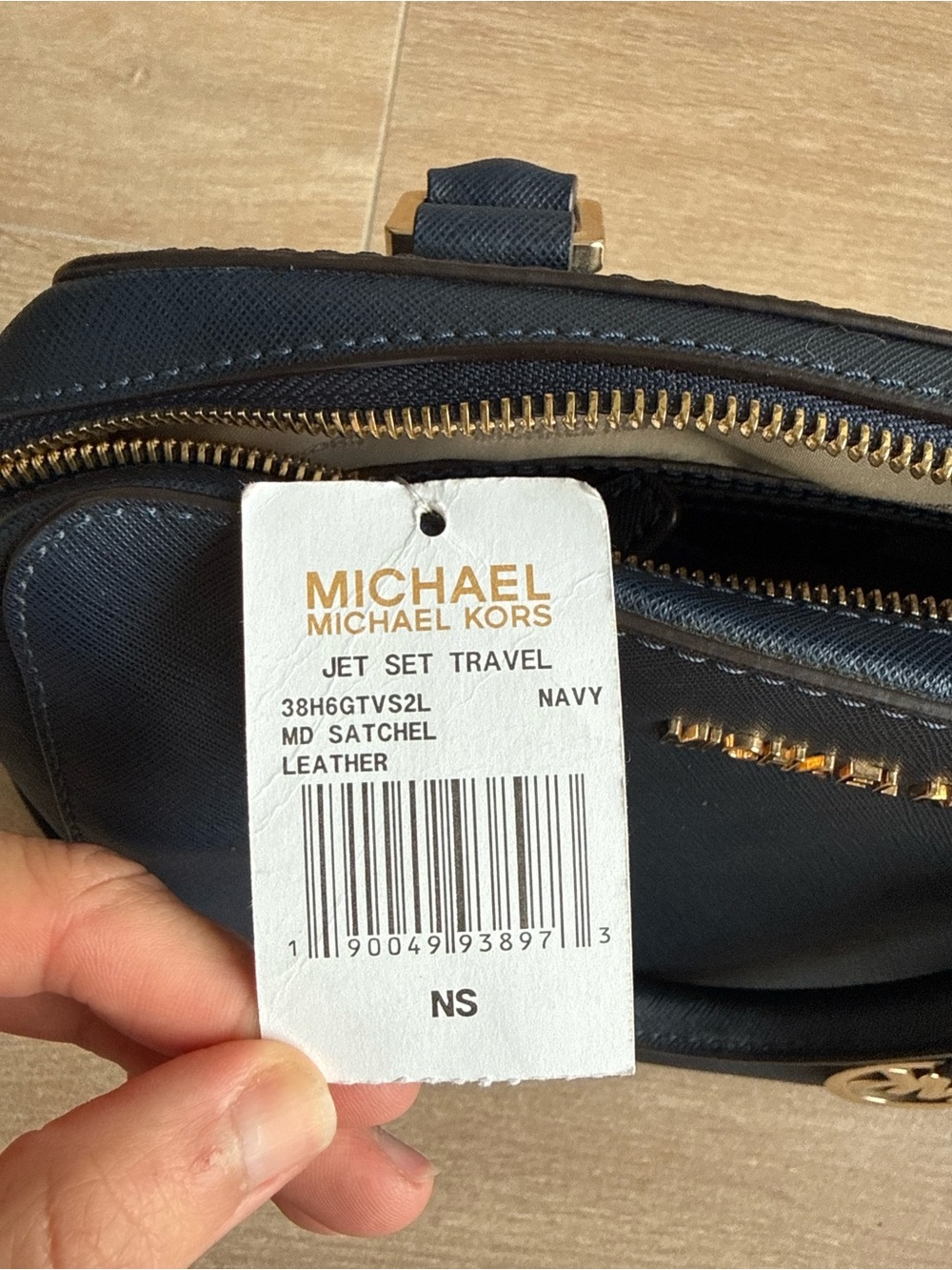 Michael Kors Navy Saffiano Leather Satchel with Gold Hardware - Picture 2 of 9